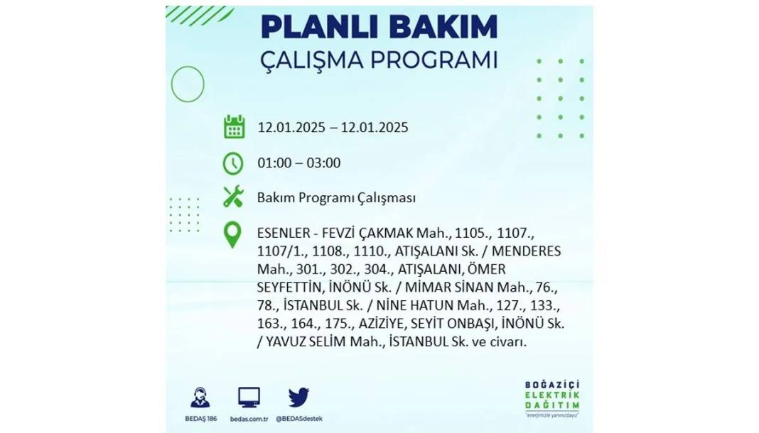 12 Ocak Pazar elektrik olmayacak: BEDAŞ elektrik kesintisi yaşayacak ilçeleri sıraladı 2